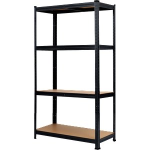  СТЕЛАЖ МЕТАЛЕН 180х90х40 4 РАФТА МДФ 175кг НА РАФТ ЧЕРЕН (54538bk)