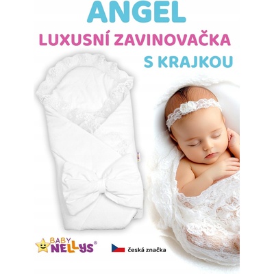 Baby Nellys Luxusní zavinovačka s krajkou Angel bílá