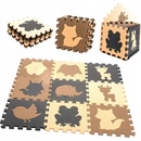 KIK Kontrastné penové puzzle 85 cm x 85 cm 9 ks hnedá krémová