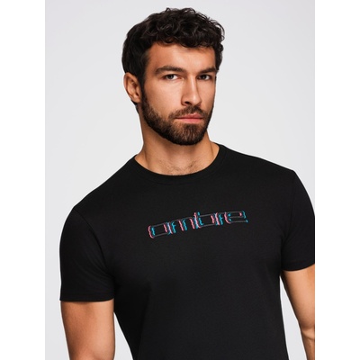 Ombre Clothing Мъжка тениска с бродерия на гърдите - черна V1 OM-TSPT-0248 Ombre Clothing Ombre Clothing | Cheren | МЪЖЕ | S