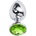 X Fun Метално дилдо Butt Plug "SILVER CRYSTAL LIME" 8 см. Размер-M