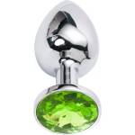 X Fun Метално дилдо Butt Plug "SILVER CRYSTAL LIME" 8 см. Размер-M