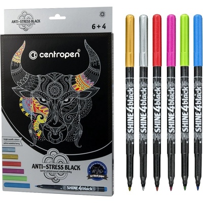 Antistresové omalovánky s 6 metalickými fixy CENTROPEN
