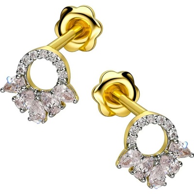 Zlaton Náušnice žluté zlato kruhy 0.7cm 1.6g s diamantem 0.370ct 000670812231