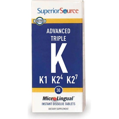 Витамин К (К1, К2 МК-4, МК-7) - Advanced Triple K, 30 сублингвални таблетки Superior Source (90480 SS)