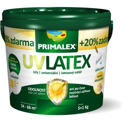 PRIMALEX UV LATEX - Matná umývateľná farba s vysokou belosťou biela 6 kg