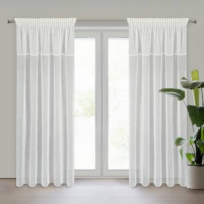 Takoy Záves AGIS z etamínu zdobený pruhom mohérovej nite 140 x 270 cm-HF-453896 | 140 x 270 cm