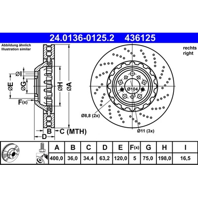 Brzdový kotúč ATE 24.0136-0125.2 (24013601252)