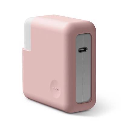 Силиконов калъф за MagSafe 2 60W и Apple USB-C 61W захранвания - Elago MacBook Charger Cover (розов) (EMB13ADAP-PK)