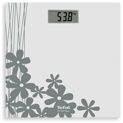 Tefal Premiss Flower PP1430V0 - дигитална везна за баня, 150 кг, стъкло - бяла с цветя