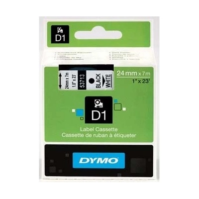 Dymo originální páska do tiskárny štítků, Dymo, 53713, S0720930, černý tisk/bílý podklad, 7m, 24mm, D1