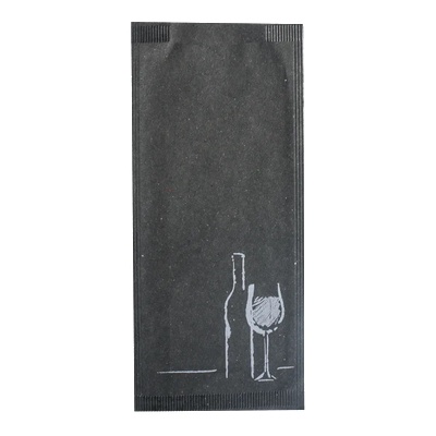 Horecano Хартиен джоб за прибори със салфетка 11x25cm с декор "Вино" ЧЕРЕН (BVN VN)-ПАКЕТ 125бр (012417)