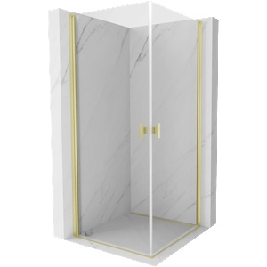 Mexen Mist-B Duo отваряща се душ кабина 75 x 75 см, прозрачна, с четкан златен завършек - 8A2-075-075-55-00 (8A2-075-075-55-00)
