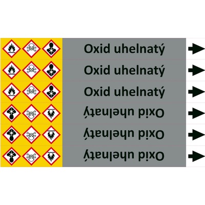 Nadrzenapalivo.cz Značení potrubí ISO 20560, oxid uhelnatý, 6 ks (3P + 3L), 250 × 26 mm PZAL 007713