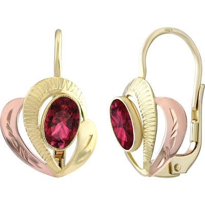 SILVEGO zlaté ze žlutého a růžového zlata s přírodním červeným topazem SILVEGO30595R
