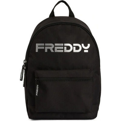 FREDDY-Backpack with a silver logo and outer pocket-Black Černá 25 l