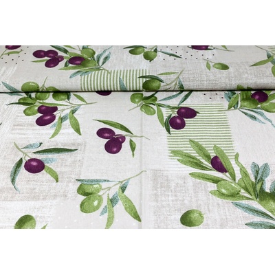 MADE IN ITALY Dekorační látka Bavlna olivy Zelená Šířka 140 cm