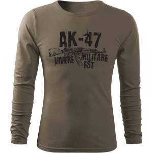 DRAGOWA FIT-T Тениска с дълъг ръкав Seneca AK-47, маслиненозелена, 160 г/м2 (11644)