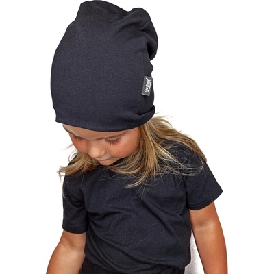 Detská bavlnená čiapka obojstranná čierna