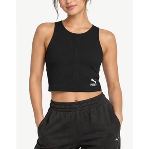 PUMA Classics Ribbed Crop Top Black - magazinko