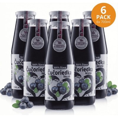 Zamio Čučoriedka 100% šťava 6 x 700 ml