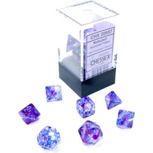 Sada 7 mini kostek Chessex Nebula Nebula Nocturnal / Blue Luminary