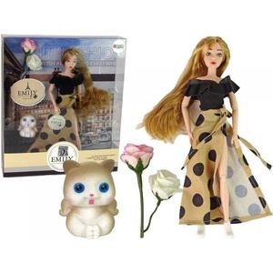 LEAN Toys Кукла Lean Toys - Emily, с тоалет на точки и коте, 30 cm (13908)