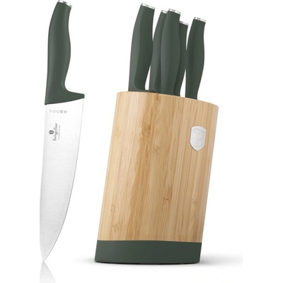 Berlinger Haus Sada nožů se stojanem BAMBOO 6 ks Matte Green Collection