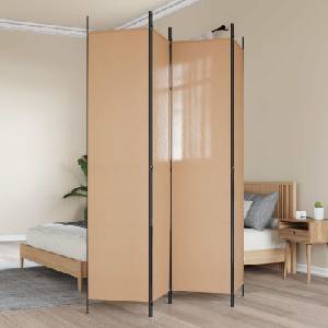 vidaXL 4-панелна преграда Бежово 200 x 220 cm Текстил (42039212)