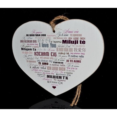 Tabuľka drevená srdce 15cm I Love You