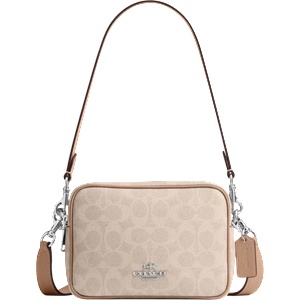 Coach Дамска чанта Coach Mini Carey Crossbody In Signature Canvas, Кремаво розова (CEK69-CREAM)