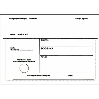 Obálka B6, 125x176 mm, dodejka, samopropisovací, bez poučení, bez pruhu, bílá, 1 000 ks