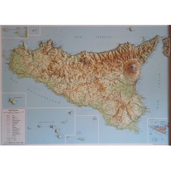 L.A.C. Sicílie - plastická mapa 94 x 71 cm Varianta: bez rámu, Provedení: plastická mapa