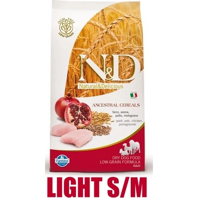 N&D Ancestral Grain Dog Adult Light Mini Chicken & Pomegranate 0,8 kg