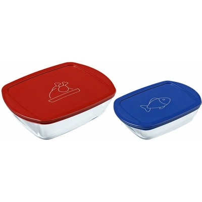 Sada obdélníkových dóz Pyrex 2 ks 1,2 l + 2,5 l