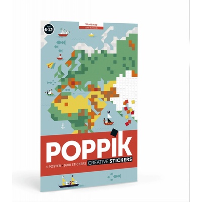 Poppik Samolepkový plakát Mapa světa