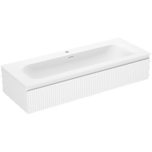 Mexen Rivel шкаф за баня 120 cm с мивка Vela, 1 чекмедже, рифлен, бял мат (91A20-12023-1-BF01-W23M01)