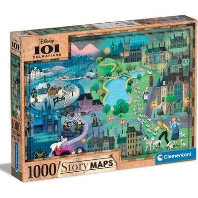 Clementoni Пъзел 1000 части - Дисни карта 101 далматинци (39665)