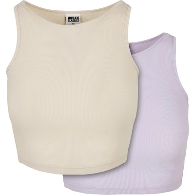 Urban Classics Комплект от два броя дамски топ Urban Classics Cropped Rib Top softseagrass+lilacUB-TB1498A-04307 - Кафяв, размер XXL
