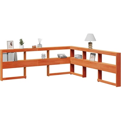 vidaXL Табла за книги с L-образна, восъчнокафява, 200 см, дърво бор (859255)