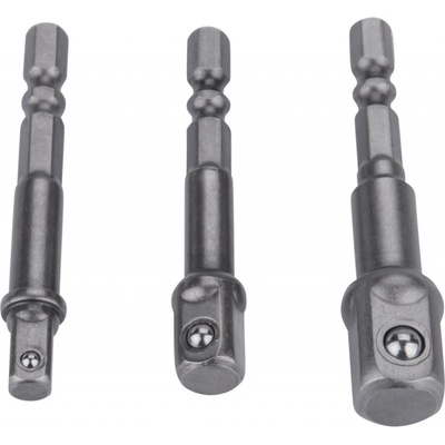 3 adaptéry CrV do vrtačky 1/4"-3/8"-1/2" Extol Craft