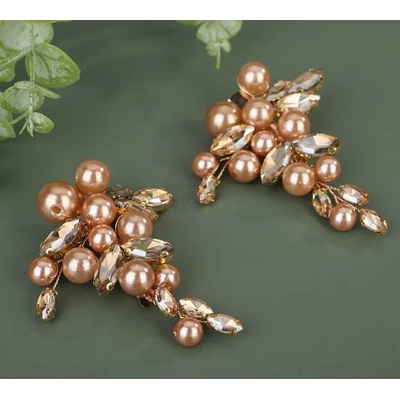Naishide Jewelry Sada 2 ks spon/ klipů do vlasů s barevnými krystaly a perlami Druh barvy: Šampáňo