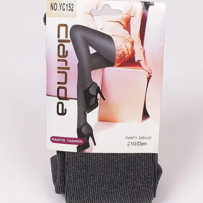 Дамски чорапогащник с раиран десен в черно и сиво 210 den