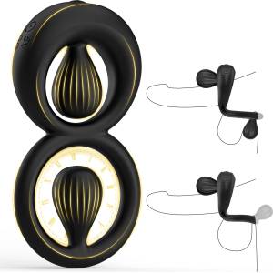 SuperLove Vibrating Cock Ring with Dual Adjustable Beads Black