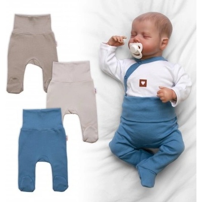 Baby Nellys Rostoucí výhodná sada 3x polodupačky pro miminko Nature modrá béžová taupe