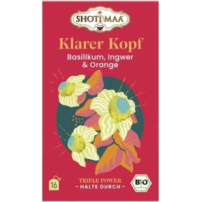 Shoti Maa Био чай Klarer Kopf - босилек, джинджифил и портокал - 16 пакетчета чай