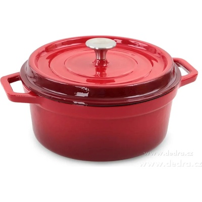 VEYRA Liatinový hrniec s pokrievkou červený 6 l 28 cm