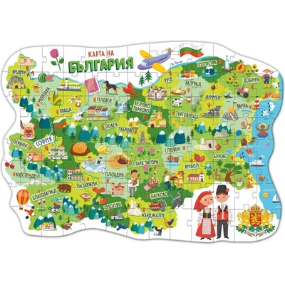 Пъзел Карта на България - 100 ел. - Dodo