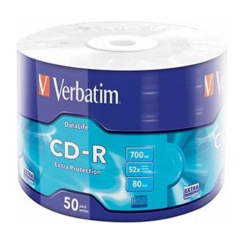 Verbatim 43787 CD-R Data Life Extra Protection, 50-пакет Wrap, 700MB, 52x, 80 мин. , 12 см, без опция за печат (43787)