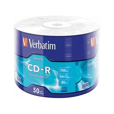 Verbatim 43787 CD-R Data Life Extra Protection, 50-пакет Wrap, 700MB, 52x, 80 мин. , 12 см, без опция за печат (43787)